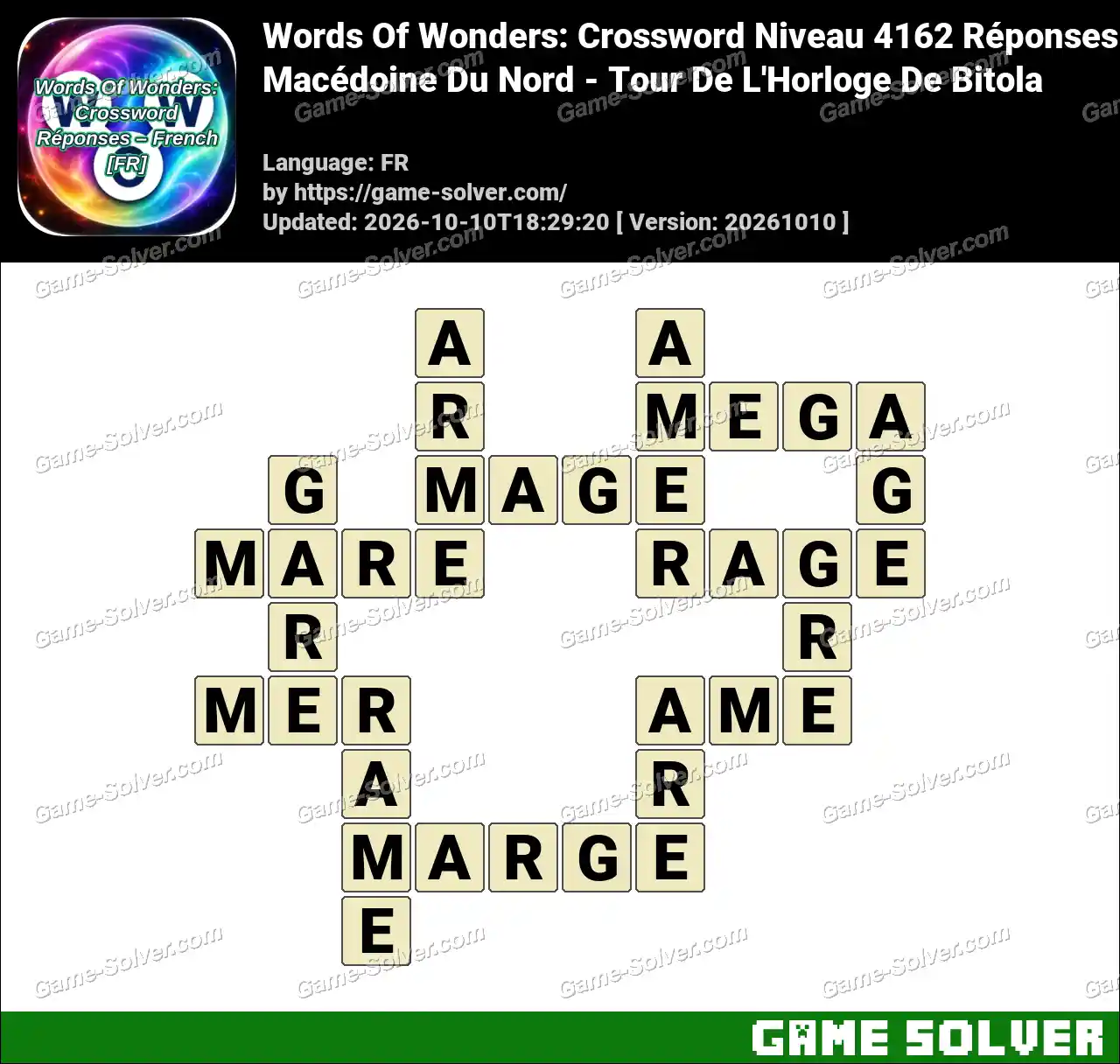 Words Of Wonders: Crossword Niveau 4162 Réponses – Macédoine Du Nord – Tour De L’Horloge De Bitola